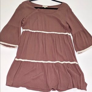 Umgee Bell Sleeve Cotton Blend Dress Medium